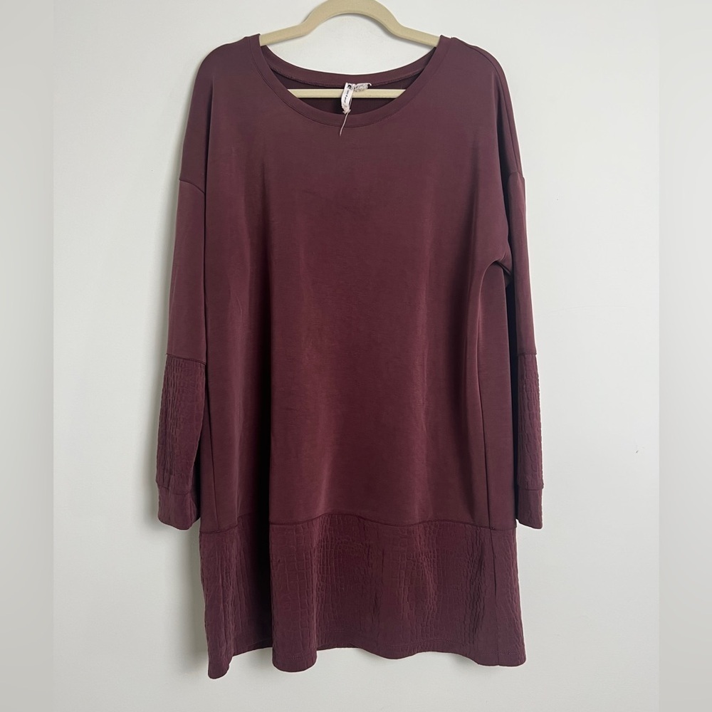 Cable & Gauge Women's Supersoft Silky‎ Blend Shift Dress Size XL Burgundy Casual